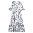 thumbnail image 4 of ITSAME Girls Floral Dress Crew Neck Ruffle 3/4 Sleeve Summer Flowy Casual A-Line Dress Pink Size 8, 4 of 7