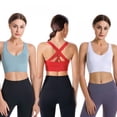 thumbnail image 3 of KOERIM Cross Back Strap Sports Bras for Women,3Pack Breathable Strappy Criss Cross Cropped Bras for Yoga Workout Fitness Low Impact, 3 of 8