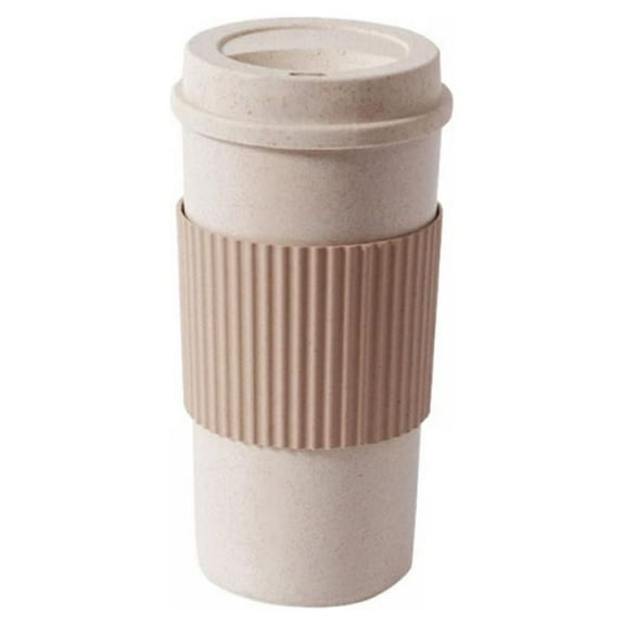 Reusable Coffee Cup with Lid and Sleeve | Wheat Fiber Portable Travel Mug | Dishwasher Safe, Zero Waste, Free with Leak-Proof