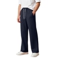 thumbnail image 6 of WhouRiu Boys Casual Jogger Pants Solid Color Drawstring Waist Baggy Wide Leg Sweatpants Kids Comfortable Cute Trousers With Pockets,9-10 Years, 6 of 7