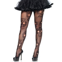 Leg Avenue Women's Sugar Skull Pantyhose, Black, One Size