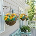 thumbnail image 3 of Artificial Fake Flowers, 6 Bundles Daisy Mums Flowers Outdoor UV Resistant No Fade Greenery Shrubs Plants Indoor Outside Hanging Planter Home Wedding Office DIY Garden Porch Décor (Orange Yellow), 3 of 4