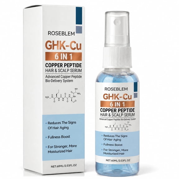 GHK-Cu 6 in 1 Copper Peptide Hair & Scalp Serum with Blue Copper Peptide Formula for Volume & Hair Strength, 60 ml (2.03 fl oz)