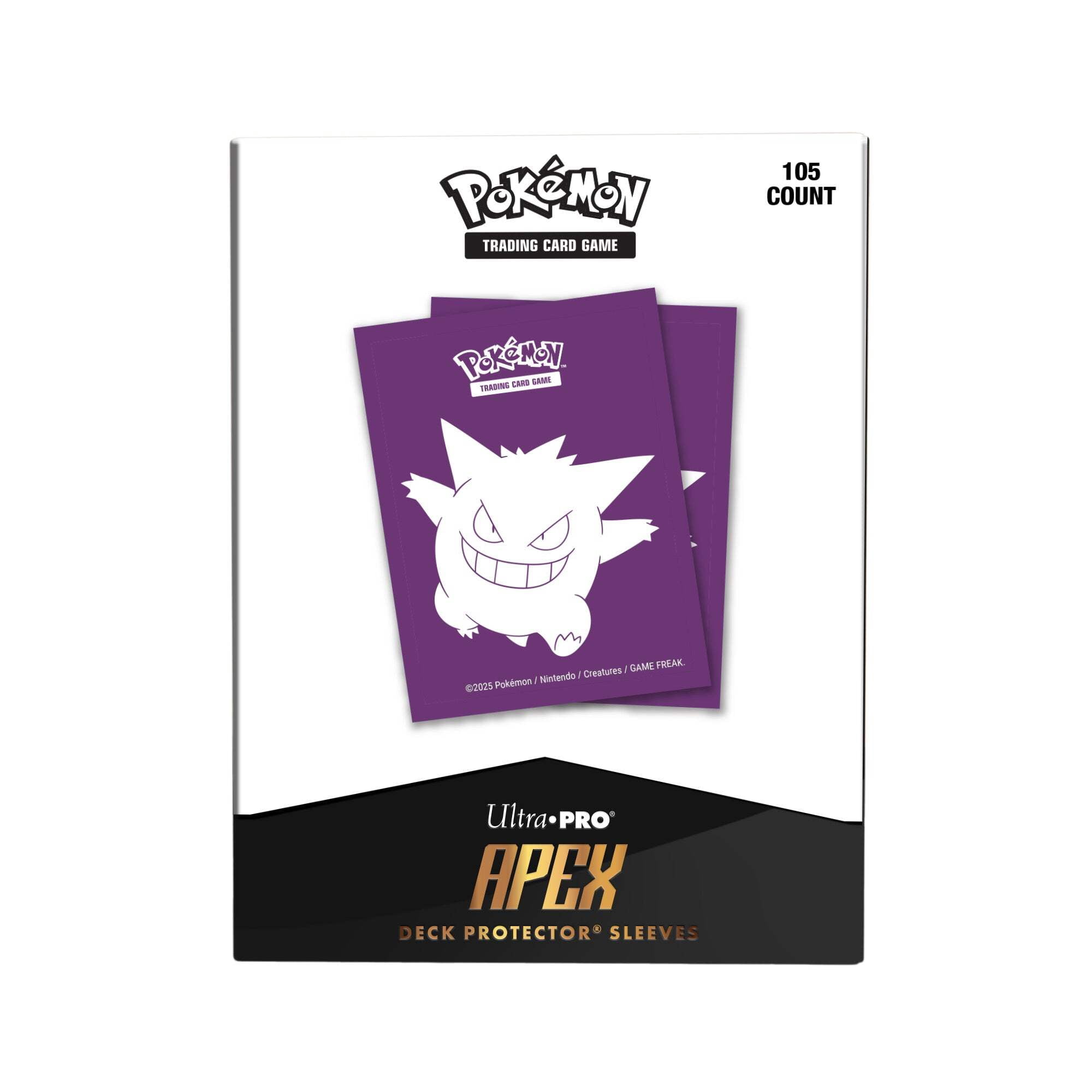 Ultra PRO - Elite Gengar 105ct APEX DECK PROTECTOR® Sleeves for Pokémon TCG, New Easy-Shuffle Formulation, Textured Finish Standard Size Trading Card Covers, Archival-Safe Gloss Clear Front