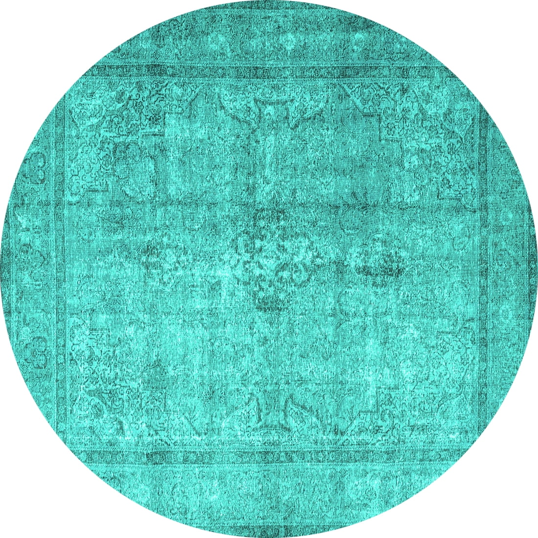 Ahgly Company Indoor Round Persian Turquoise Blue Traditional Area Rugs ...