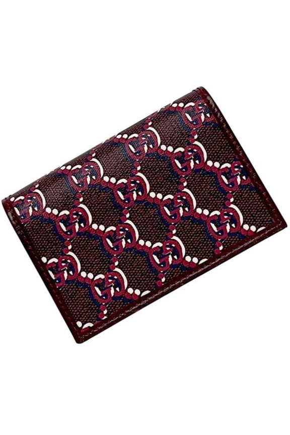 Pre-Owned Gucci Business Card Case ec-24874 Bordeaux GG Shadow 795044 Unused PVC...