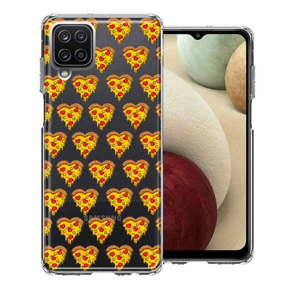 MUNDAZE For Samsung Galaxy A12 Pizza Hearts Polka dots Design Double Layer Phone Case Cover