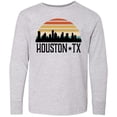 thumbnail image 3 of Inktastic Houston Texas Skyline Retro Long Sleeve Youth T-Shirt, 3 of 5