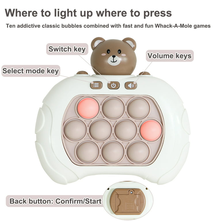Vocheer Pop It Game Light Up Fidget Toy, Quick Push Game Console, Whack a  Mole Game, Decompression Breakthrough Puzzle Pop Game Machine, Multiple Game  Modes Toy for 3+ Years (Bear) 