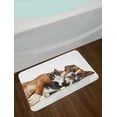 thumbnail image 2 of Funny Bath Mat, Cat and Dog Cuddling Lying on Floor Friendship Theme Cute Animals Togetherness, Non-Slip Plush Mat Bathroom Kitchen Laundry Room Decor, 29.5 X 17.5 Inches, Brown Black White, Ambesonne, 2 of 2