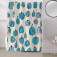 thumbnail image 5 of Fabric Shower Curtain Fall Thanksgiving Blue Pumpkin Simple Lines Linen Shower Curtains with 12 Hooks Waterproof Machine Washable Bath Curtains for Bathroom, 66 x 72in, 5 of 6