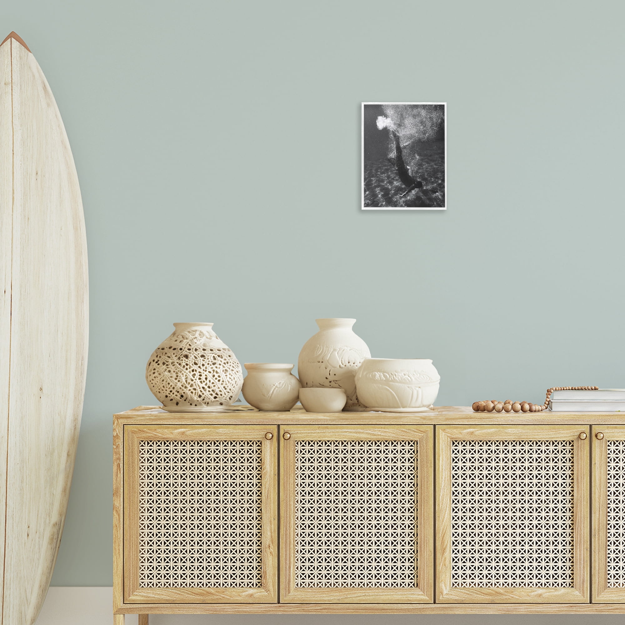 Stupell Industries Deep Ocean Diving Novelty Photography White Framed Art Print Wall Art, 11 x 14