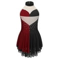 thumbnail image 2 of IEFIEL Girls Sequins Contrast Color Backless Figure Skating Dance Dress Shiny Rhinestones Sleeveless Dancewear Burgundy 16, 2 of 7
