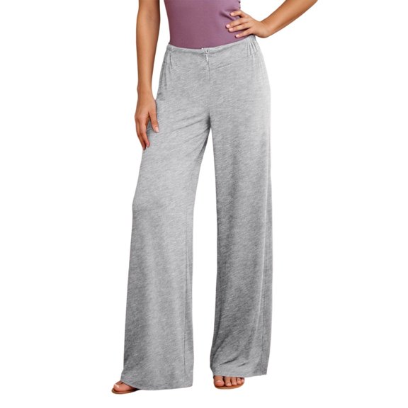 Bibifish Womens Yoga Pants Zipper Closure V Waist Flowy Wide Leg Trendy Summer Winter Solid Workout Pants