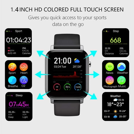 axGear Smart Watch for Android and iOS Phone with 1.4quot Touch Screen, Activity Fitness Tracker