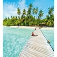thumbnail image 3 of Ambesonne Tropical Duvet Cover Sets, Maldives Island Beach, 2-King, Fern Green Turquoise, 3 of 7