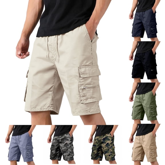 Cargo Shorts for Men Twill Shorts Hiking Work Short Knee Length Lightweight Casual Summer Pants with Pockets Black XL