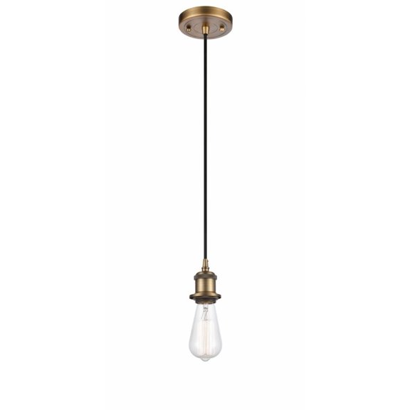 516-1P-BB-LED-Innovations Lighting-Bare Bulb-3.5W 1 LED Mini Pendant in Industrial Style-4.5 Inches Wide by 4 Inches High   Brushed Brass Finish