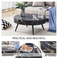 thumbnail image 2 of 31.5" Marble-Patterned MDF Round Coffee Table with Black Metal Legs, Adjustable Feet, Modern Round Table Design,Black, 2 of 7