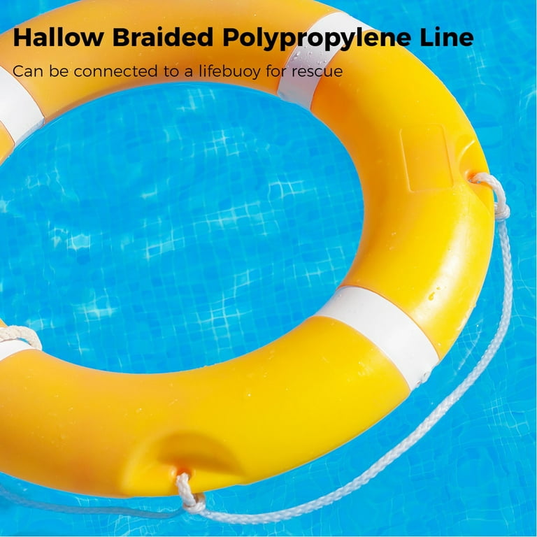 Braided Polypropylene Line, 5.9 inch Lifebuoy Rope with Spring Hook for Ring Buoy, Hollow Life Rope Single Hook Fire Rescue Rope, Heaving Line Outdoor