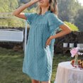 thumbnail image 4 of Women's Dress Swiss Dot Crewneck Summer Mini Dress Casual Short Sleeve Dress Flowy A Line Babydoll Short Dresses, 4 of 5