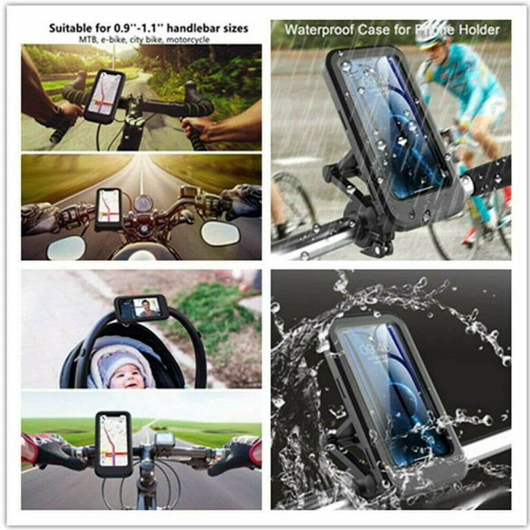 Bike Motorcycle Cell Phone Holder Waterproof 360° Touch Screen Handlebar  Mount