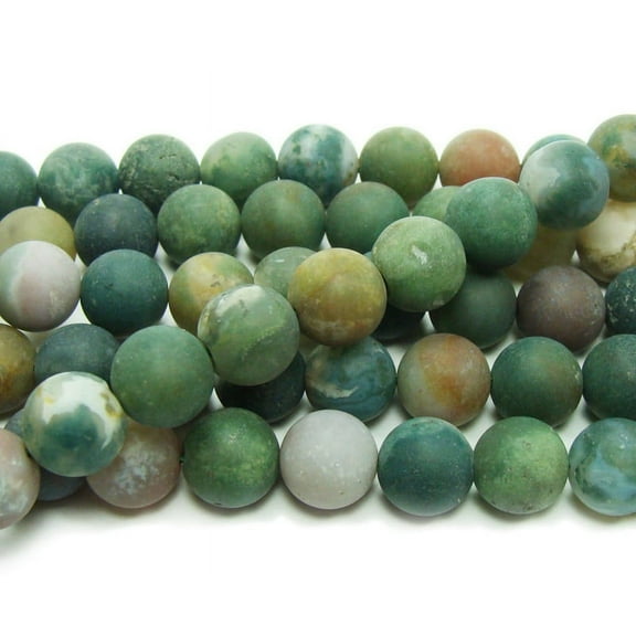 10mm 15.5" Strand Indian Agate Matte Round Beads Genuine Gemstone Natural Jewelry Making