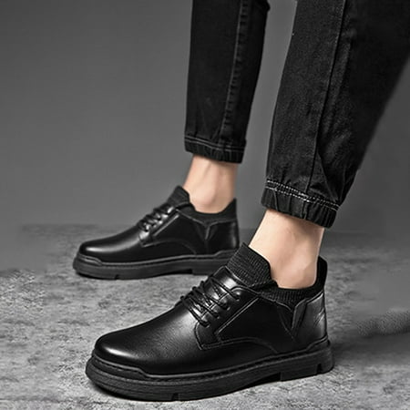 

Cathalem Leather Casual Shoes for Men Mens Shoes Classic Business Leather Shoes Fashion Casual Solid Color Office Leather Shoes Black 9