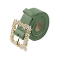 thumbnail image 1 of Cinturones de hebilla de rhinestone para mujeres INSPIRE CHIC, cinturón de cintura de cuero sintético decorativo y elegante para jeans, pantalones y vestidos 41.3x1.1" Verde, 1 of 6