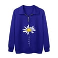 thumbnail image 4 of Xuanfei Women Let It Be Letter Print Daisy Graphic Lapel Quarter Zip Sweatshirt Top, 4 of 7
