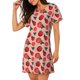 thumbnail image 2 of Fotbe Tomatoes Bata de Dormir para Mujer con Estampado, Camisón de Algodón de Manga Corta, Ropa de Dormir Casual, 2 of 6