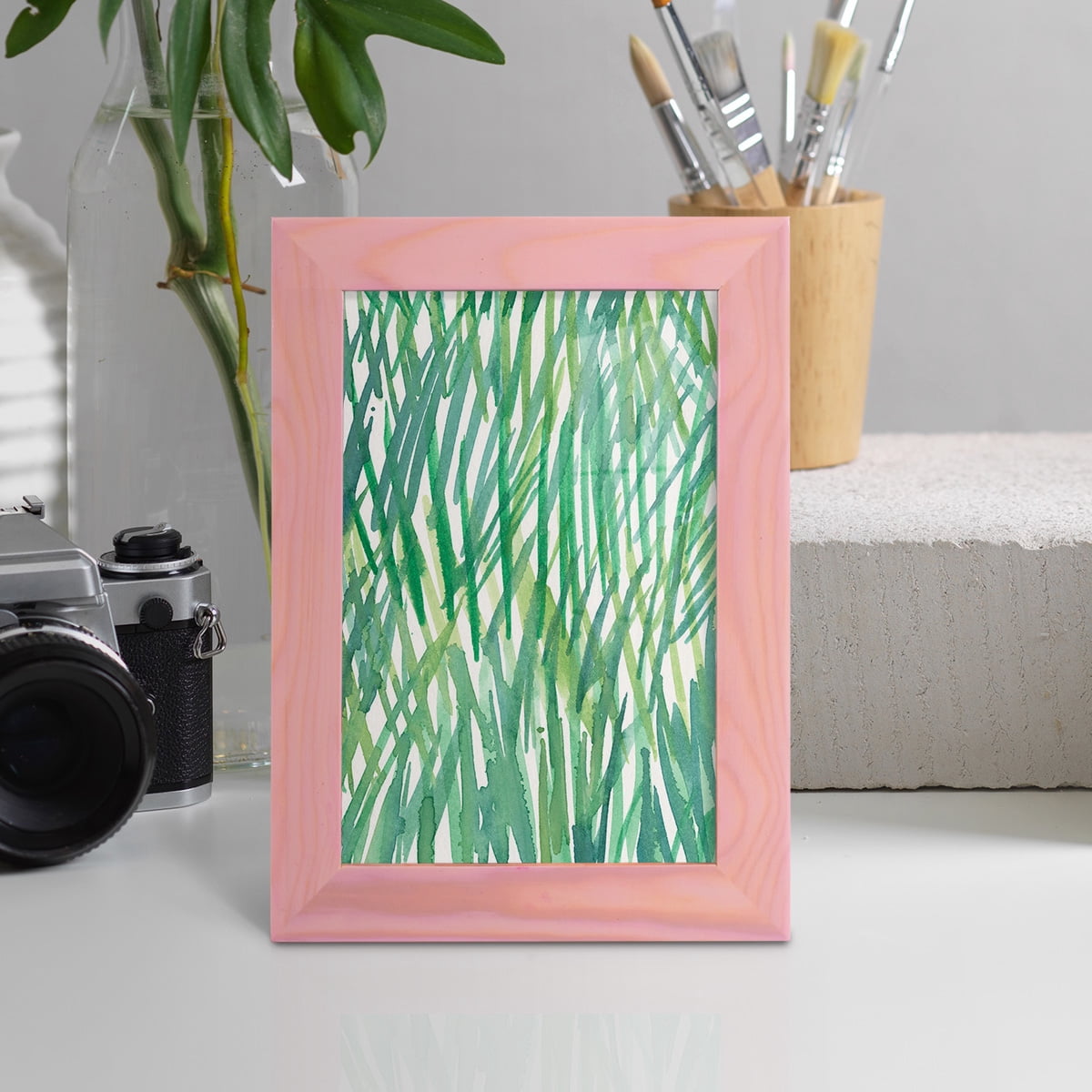 Just Grass I - Framed Print w/glass - Sunset Pink