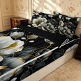thumbnail image 2 of Erosebridal Vintage Floral Zipper Twin Comforter Sets with Fitted Sheet and 2 Pillowcases, Tropical Blossom Zipper Bedding Set, Black Reversible, Black Gold, Black Reversible, 2 of 7