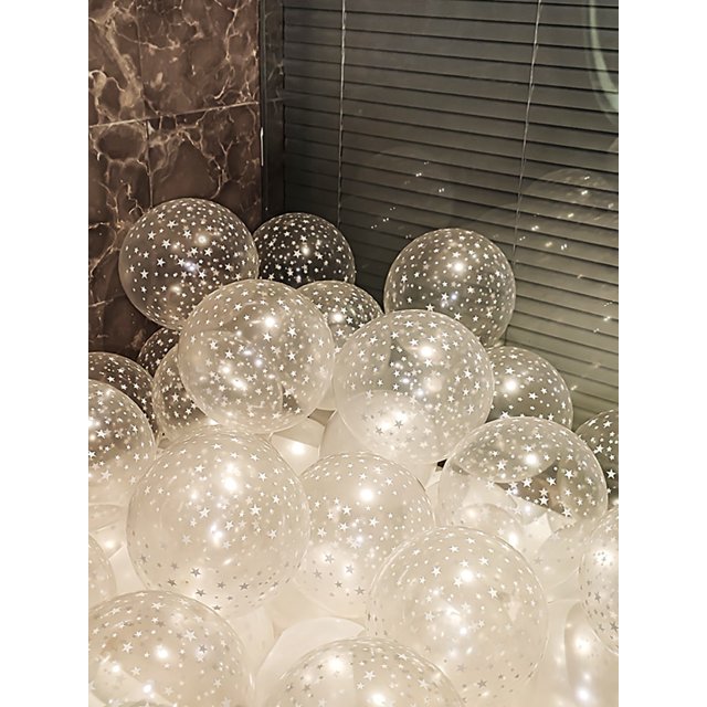30pcs Transparent Latex Balloons With Star Print Party Balloons For Birthday Wedding Graduation School Reunion Decoration