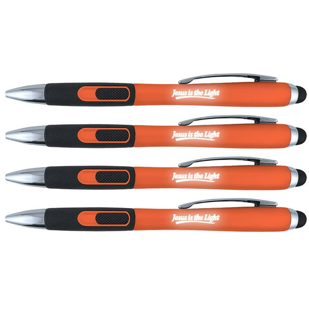 Bolígrafos de felicitación Light Up Pen Jesus is the Light, paquete de 4