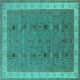 thumbnail image 1 of Ahgly Company Indoor Square Oriental Turquoise Blue Traditional Area Rugs, 8' Square, 1 of 4