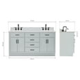 thumbnail image 3 of Ariel Hepburn 67 Inch Double Rectangle Sink Vanity With Carrara White Marble Countertop With 0.75 Edge In Grey, 3 of 9