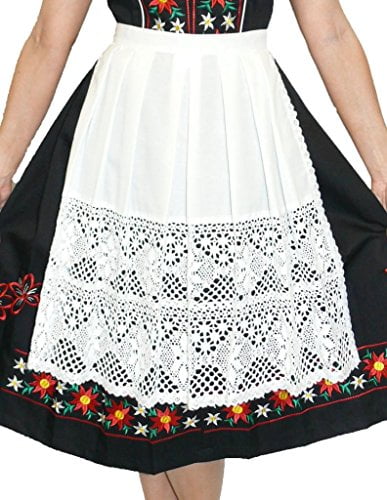 Lace Apron Short White German Hostess Waitress Dirndl Dress XS S M L XL 2XL 
