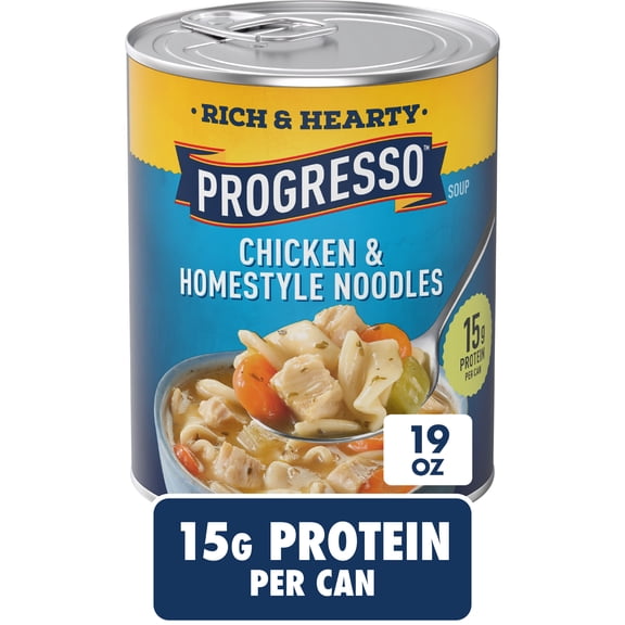 Progresso Rich and Hearty Chicken and Homestyle Noodles Canned Soup, 19 oz