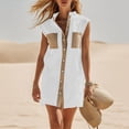 thumbnail image 3 of Bosfbaoi Women's Sleeveless Shirt Dress, Color Block Button Front Mini Dress, Lightweight Breathable Loose Fit Casual Sundress, 3 of 9