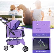Bestpet Purple 3 Wheels Folding Pet Stroller Carrier Cage T13, Oxford Cloth for Cats Dogs
