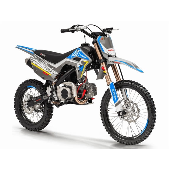Trailmaster SX125 Dirt Bike, 124cc, Max Speed 50 mph, Ages 16 , 4-Speed Manual, Air-Cooled Engine, Electric & Kick Start, 19/16 Tires, 32.7" Seat Height (Blue)
