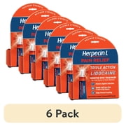 (6 pack) Herpecin-L Pain Relief with Lidocaine Cold Sore and Fever Blister Treatment Balm, 0.15 oz