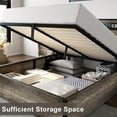 thumbnail image 3 of Papajet Full Size Bed Frame with Lift Up Storage, Wood Platform and Charging Station, Rustic Grey, 3 of 7