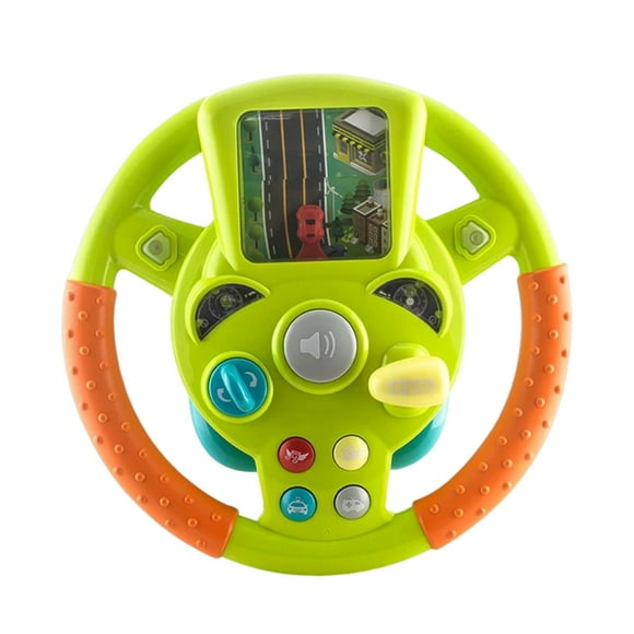 Cars Simulation Driving Steering Wheel with Sound and Light Effects Driver Fun Activity Portable for Girls Children Kids Boys Interactive Toy , Light Green