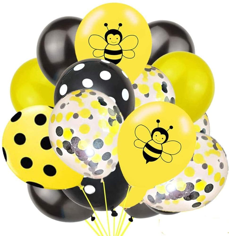 Happy Bee Day Balloons, 60Pcs Latex Balloons Bumblebee Dots Confetti