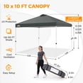 thumbnail image 3 of EAGLE PEAK 10 x 10 ft Pop Up Canopy Tent Instant Outdoor Canopy Straight Leg Shelter with Adjustable Height and Wheeled Carrying Bag (Gray), 3 of 10