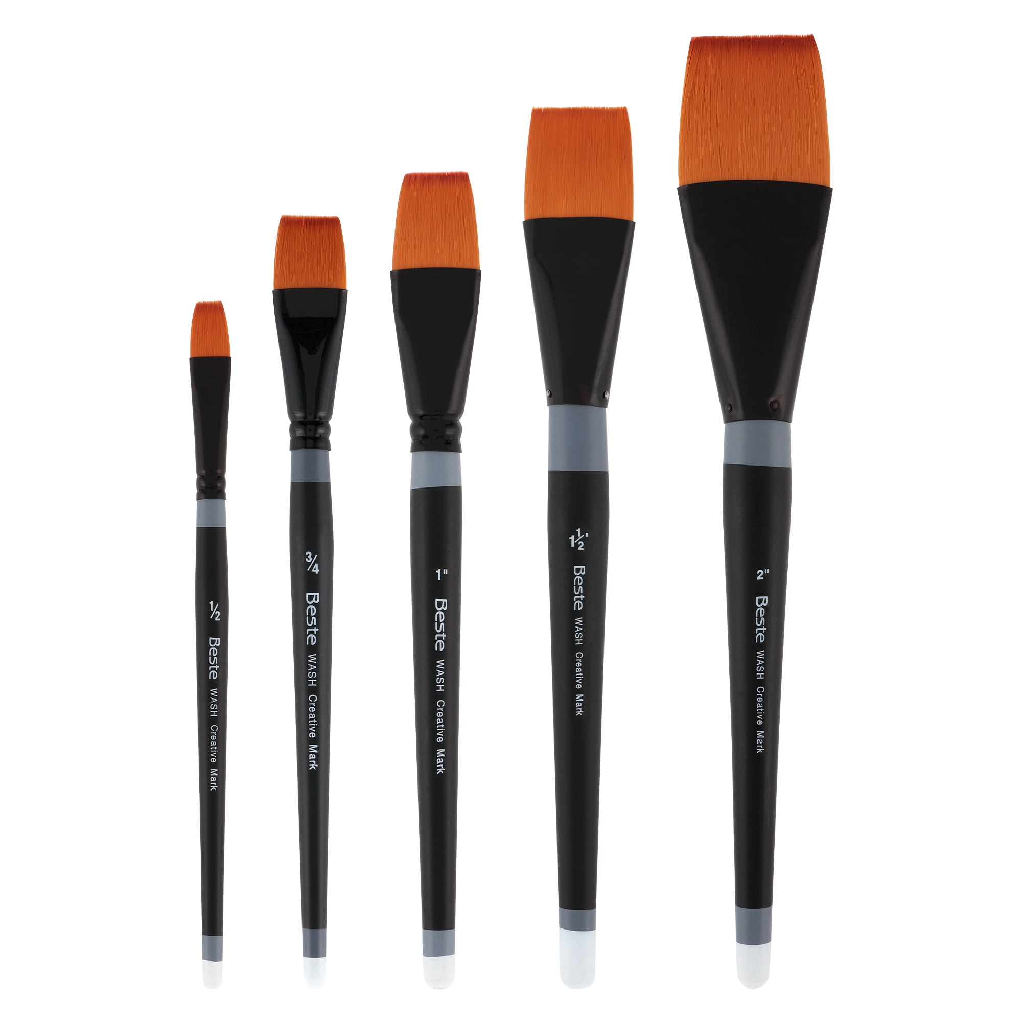 Creative Mark Beste Golden Taklon Hair Brushes - Watercolor Paint Brushes for Acrylic, Watercolor, Water-Soluble Oil, and Any Wet Paint - Wash - 2" - 2 Pack