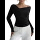 thumbnail image 2 of Tops con Hombros Descubiertos para Mujer, Camisas de Discoteca de Larga, Ajustadas y de Moda para y Otoño Negro L, 2 of 8