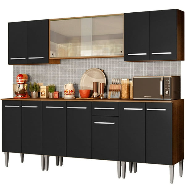 Cocina Integral 233cm Marrón/Negro Emilly Wind Madesa 02